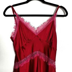 Kilo Brave Red Satin And Lace Coquette Slip Dress Size Small